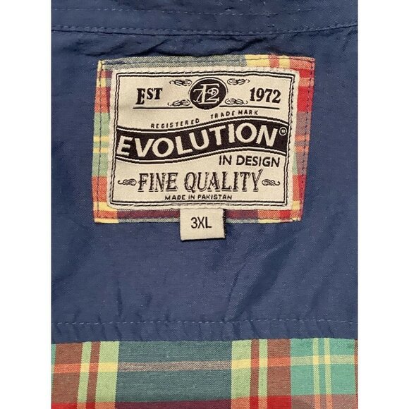 EVOLUTION Women's Button Up Plaid Shirt Plus-size 3XL Long Sleeves Elbow Patches - Picture 5 of 11